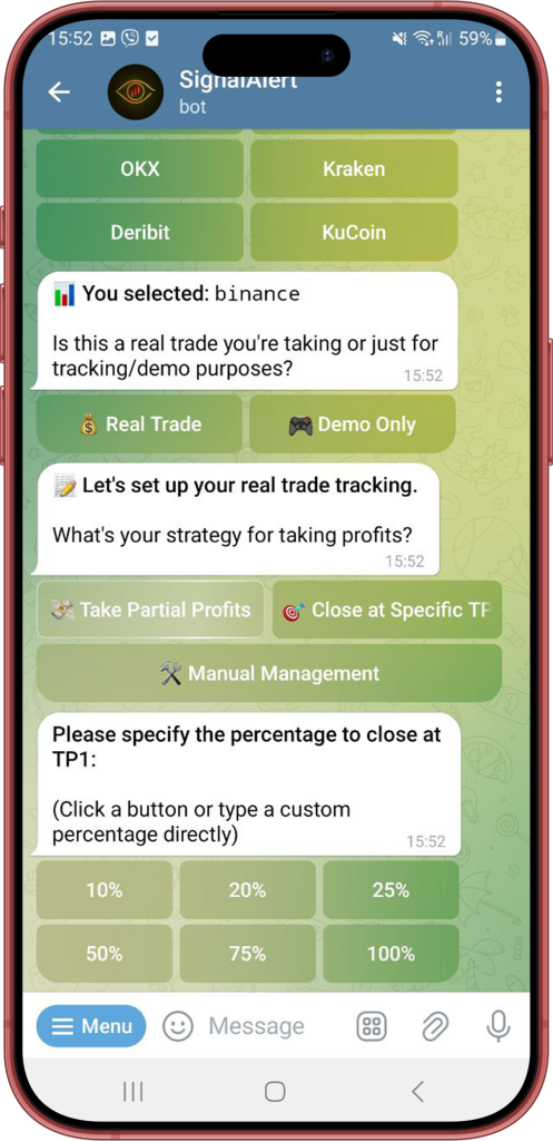 SignalManagement Crypto Trade Monitoring Bot